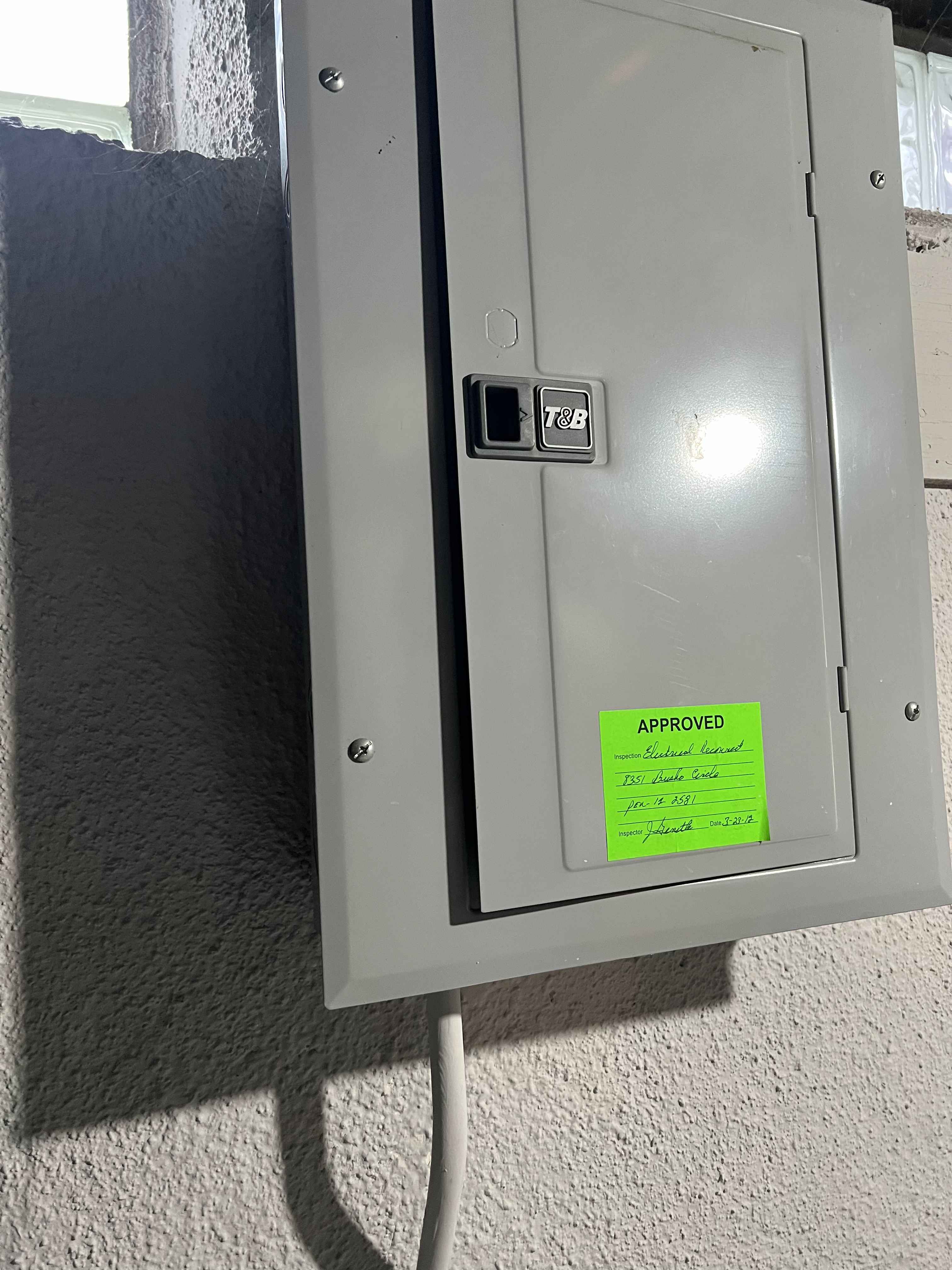Municipal Approved Service Disconnect — Inspected and approved safety disconnect
