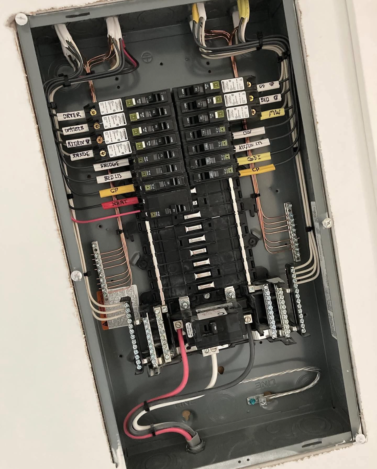 Organized Residential Breaker Panel — Clearly labeled branch circuits and main breaker
